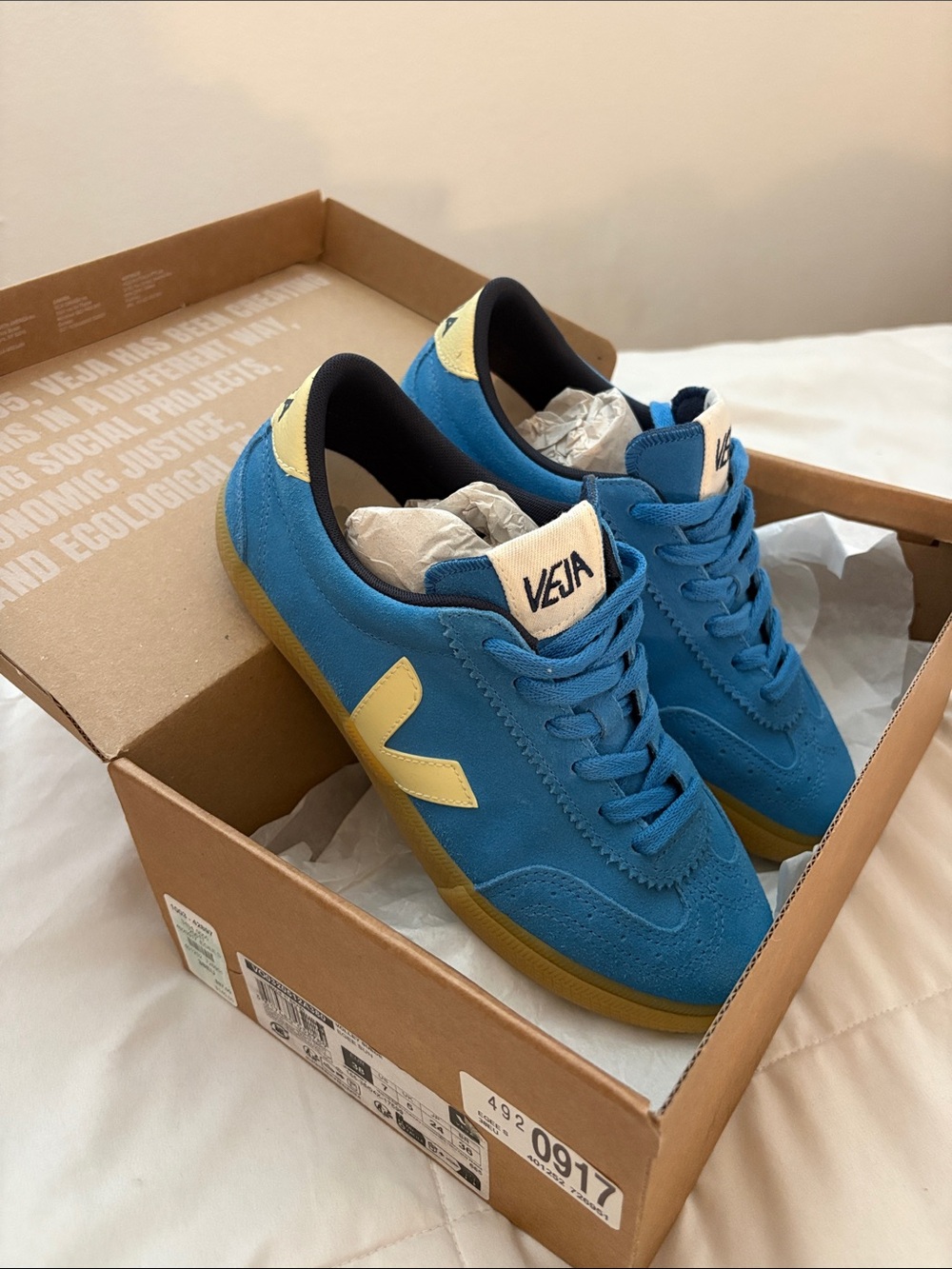VEJA Suede Sneakers in Blue and Yellow